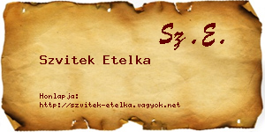 Szvitek Etelka névjegykártya